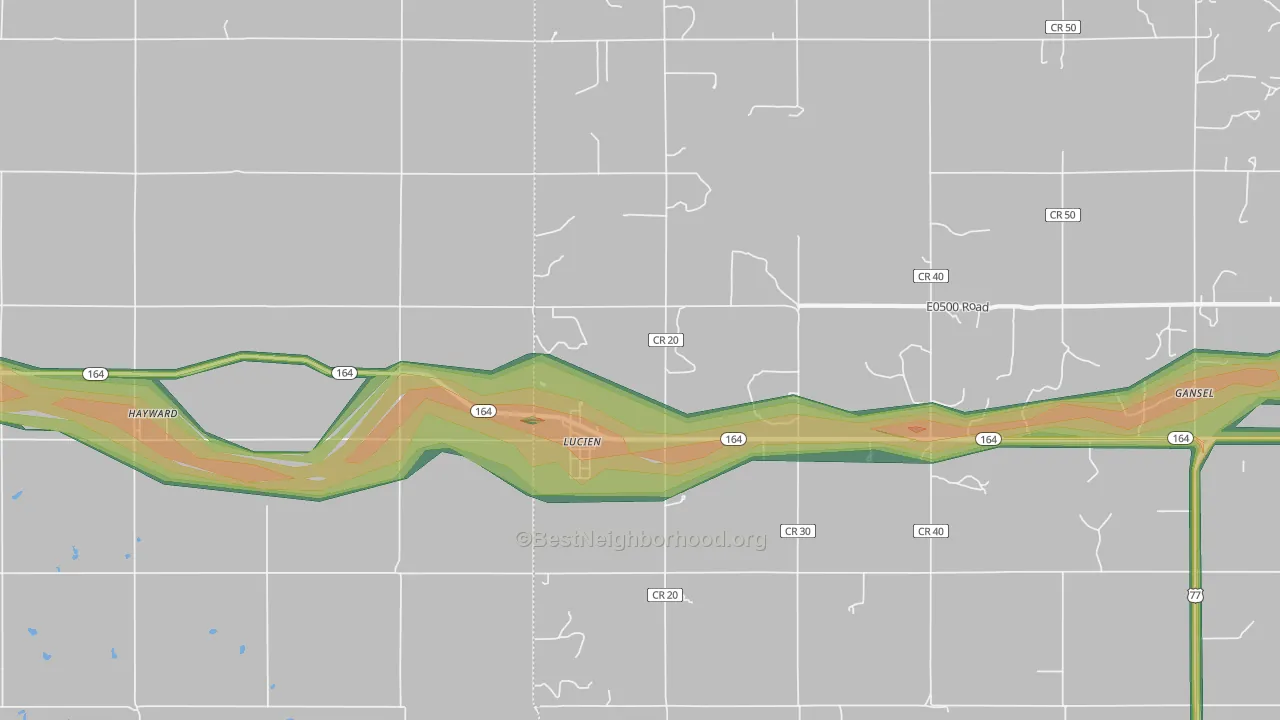73757, OK Map of Noise Levels in 73757