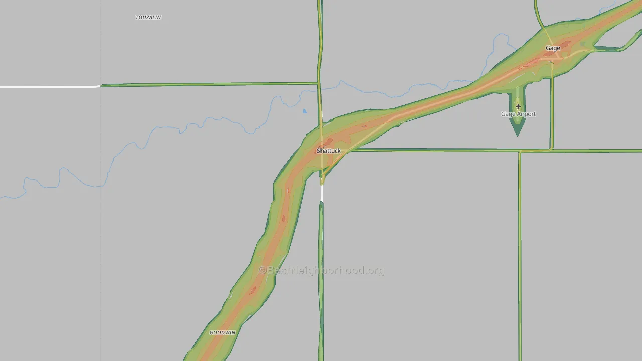 73858, OK Map of Noise Levels in 73858