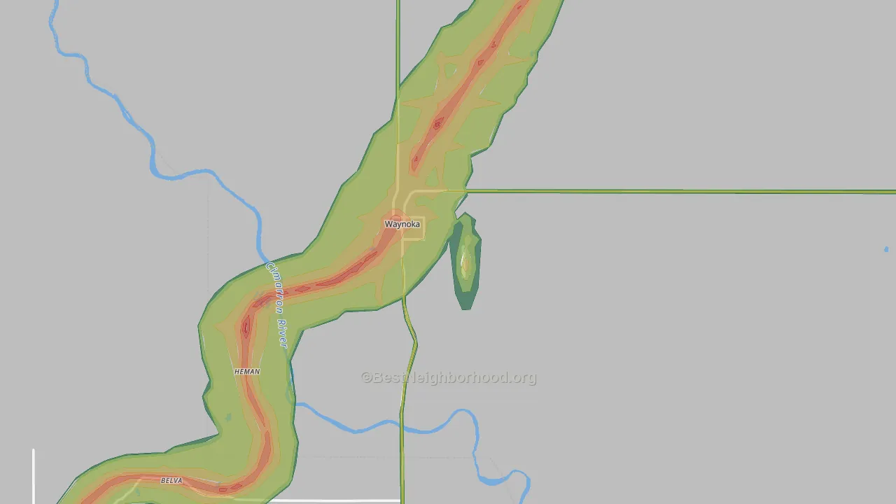 73860, OK Map of Noise Levels in 73860