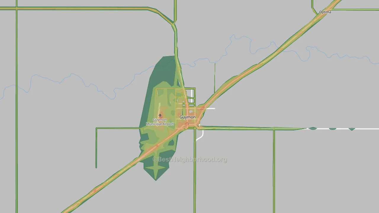 73942, OK Map of Noise Levels in 73942