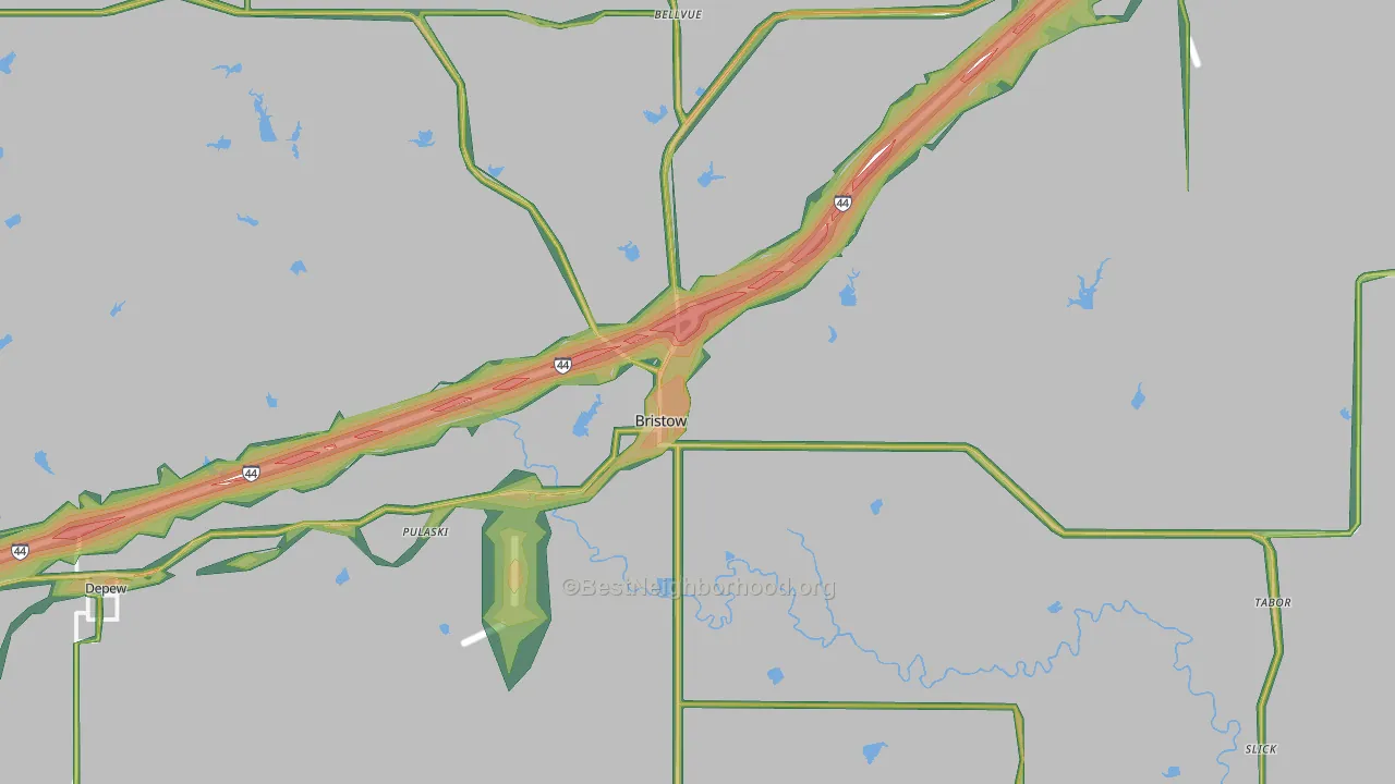 74010, OK Map of Noise Levels in 74010