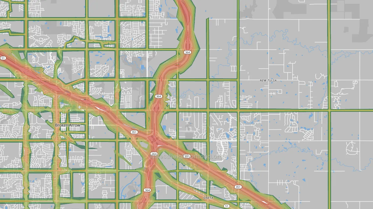 74014, OK Map of Noise Levels in 74014