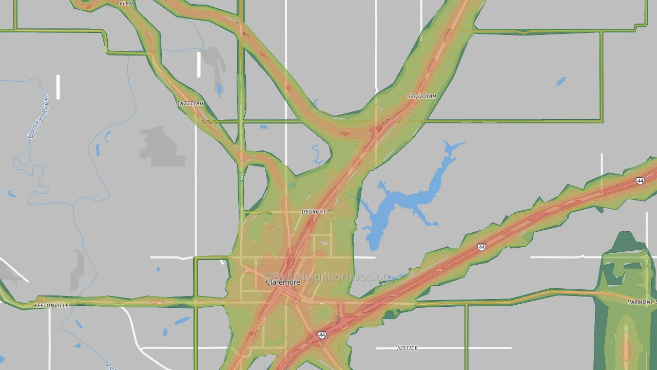 74017, OK Map of Noise Levels in 74017