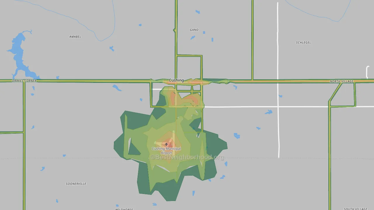 74023, OK Map of Noise Levels in 74023