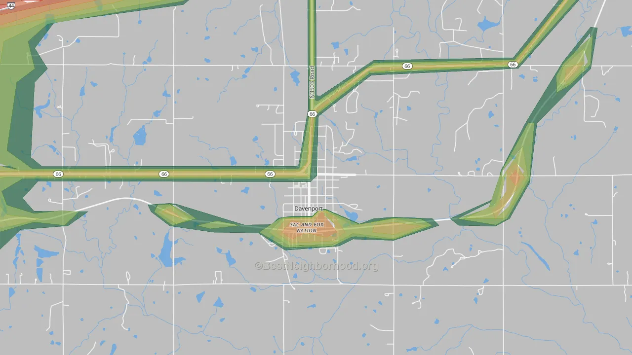 74026, OK Map of Noise Levels in 74026