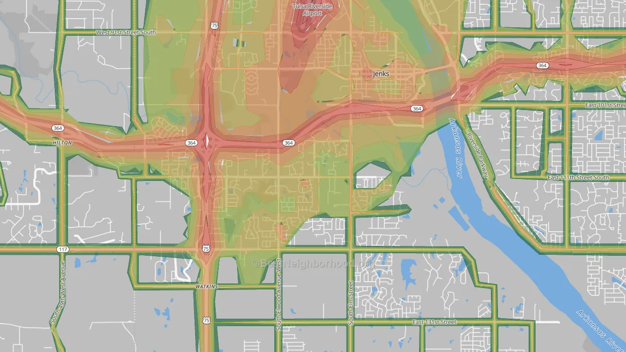 74037, OK Map of Noise Levels in 74037