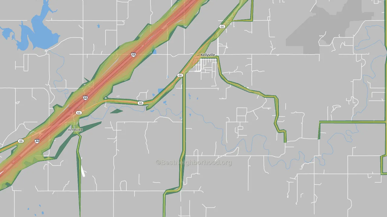 74039, OK Map of Noise Levels in 74039