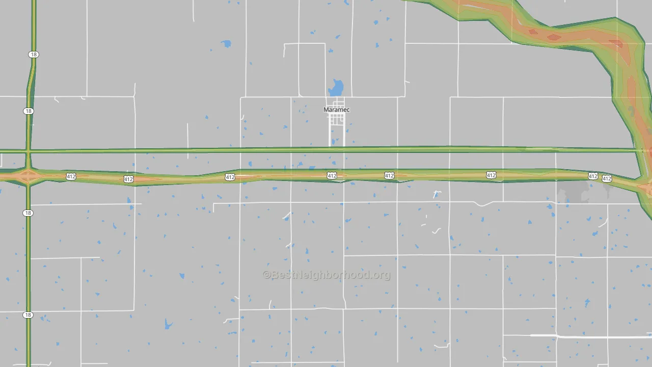 74045, OK Map of Noise Levels in 74045