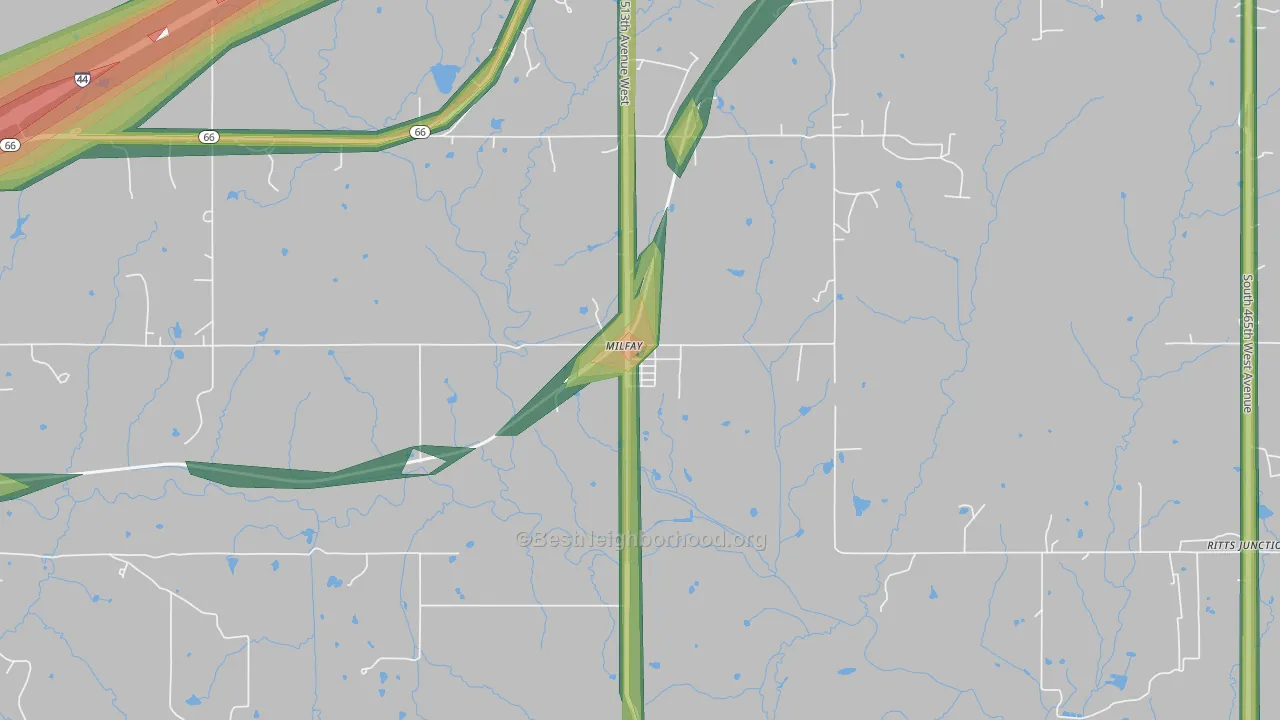 74046, OK Map of Noise Levels in 74046