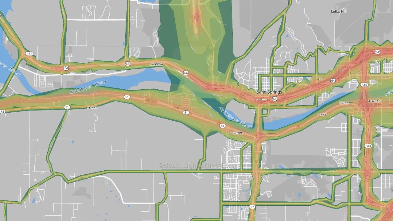 74063, OK Map of Noise Levels in 74063