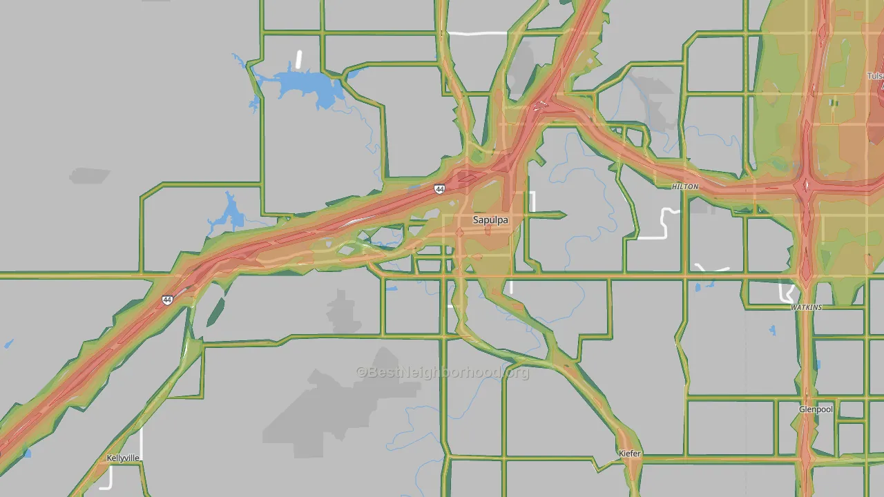 74066, OK Map of Noise Levels in 74066