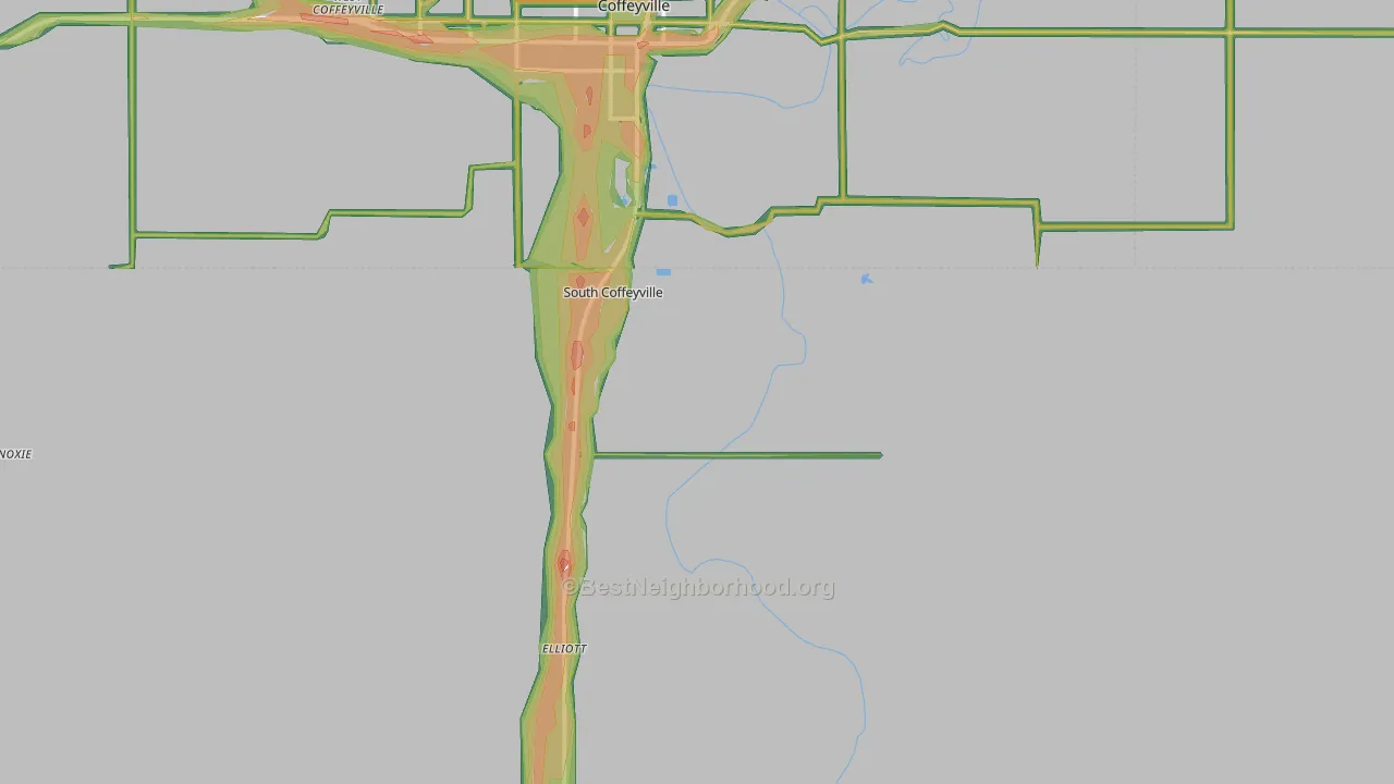 74072, OK Map of Noise Levels in 74072