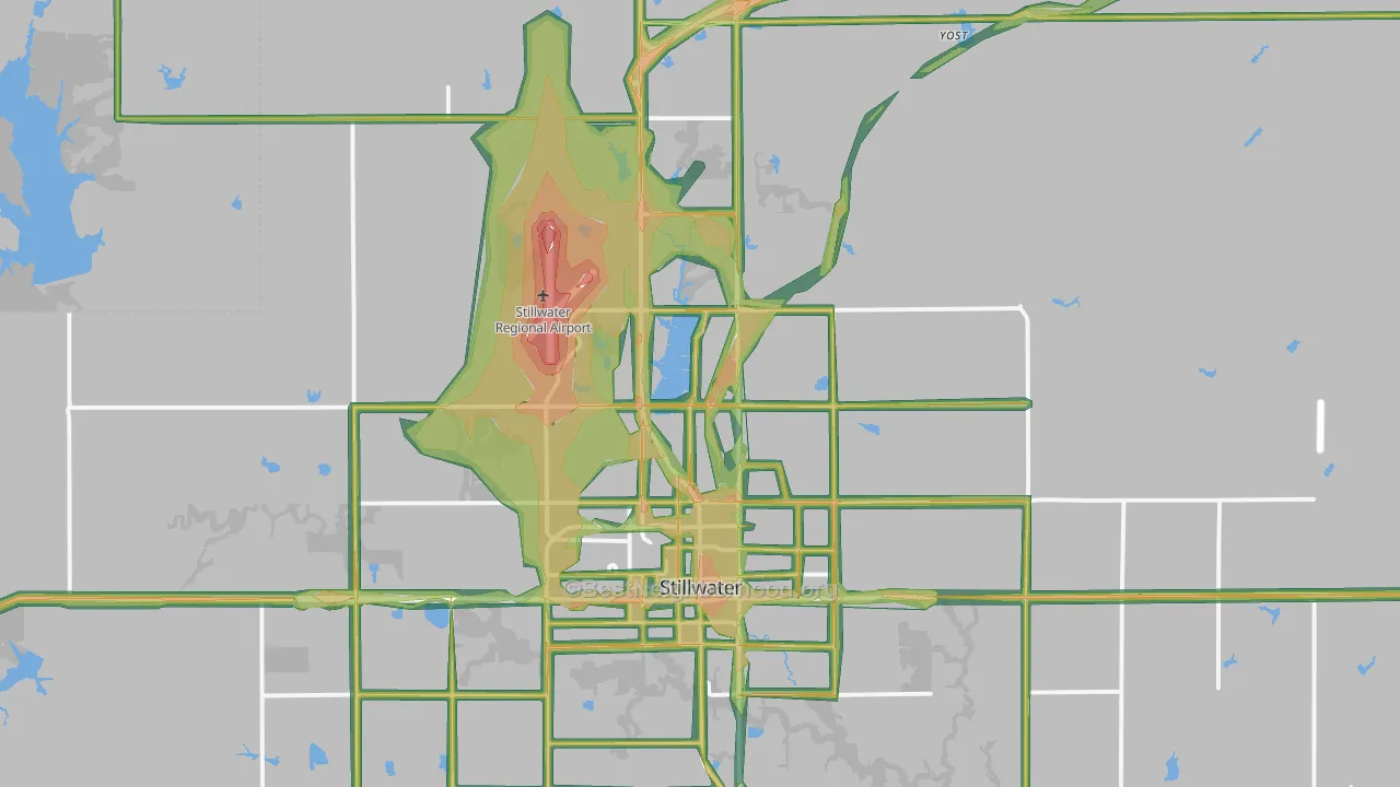 74075, OK Map of Noise Levels in 74075