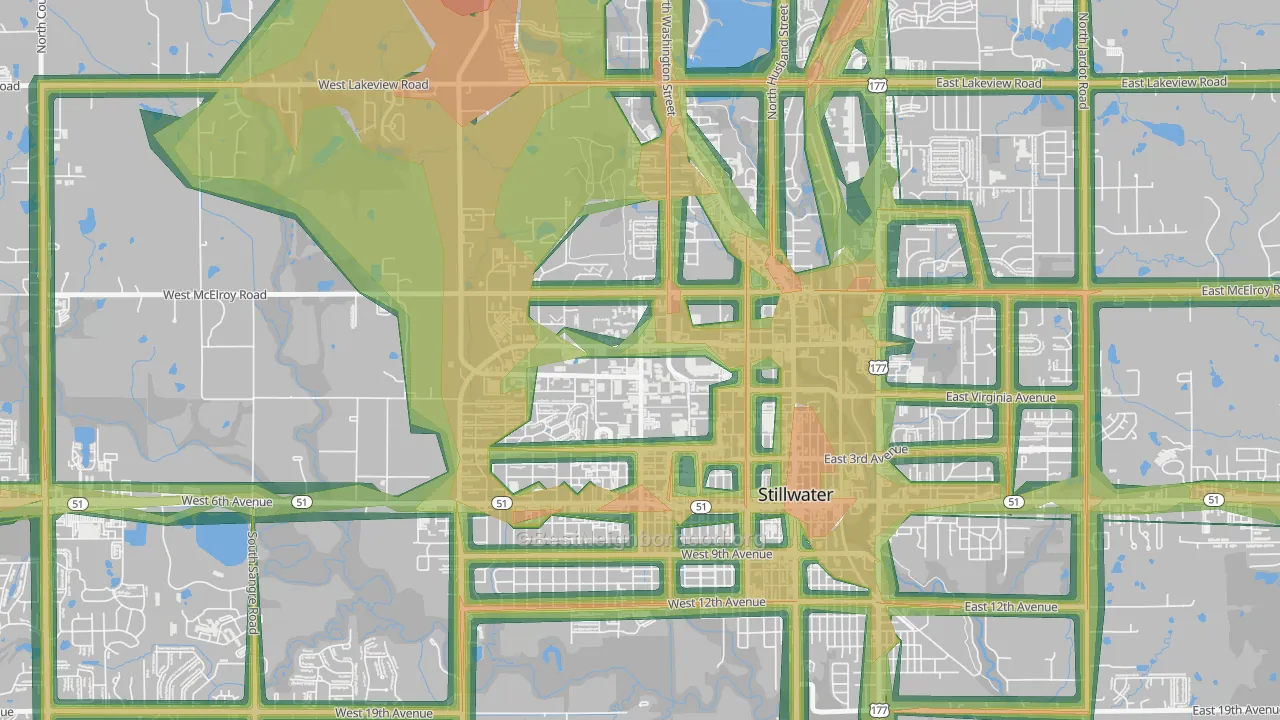 74078, OK Map of Noise Levels in 74078