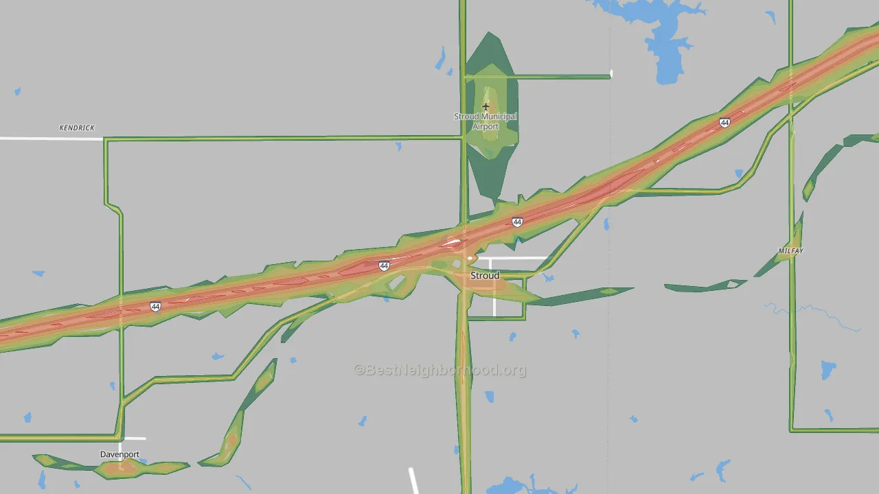 74079, OK Map of Noise Levels in 74079
