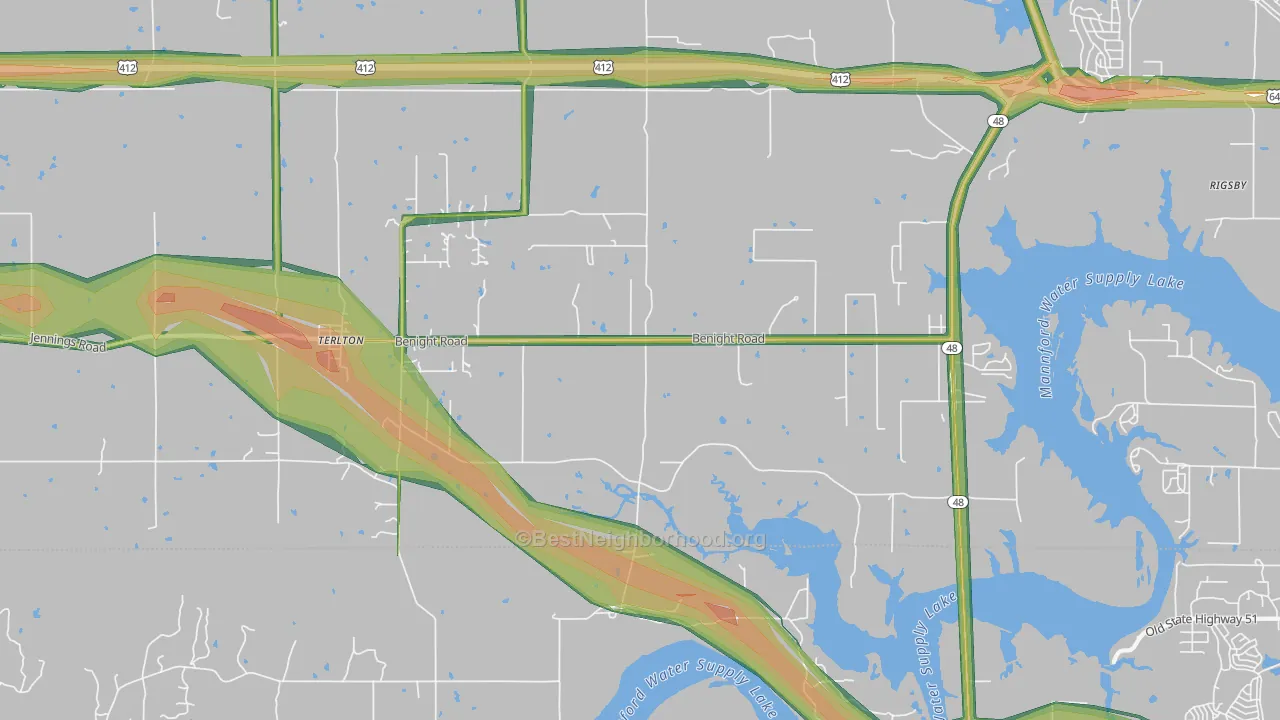74081, OK Map of Noise Levels in 74081