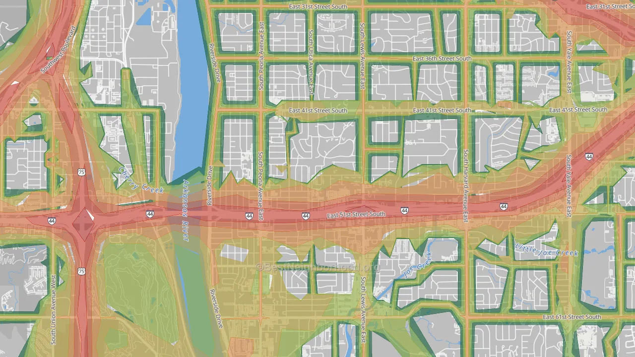 74105, OK Map of Noise Levels in 74105