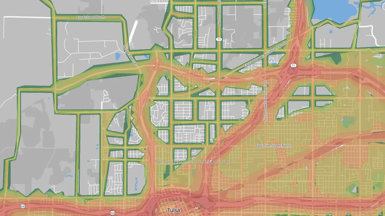 74106, OK Map of Noise Levels in 74106