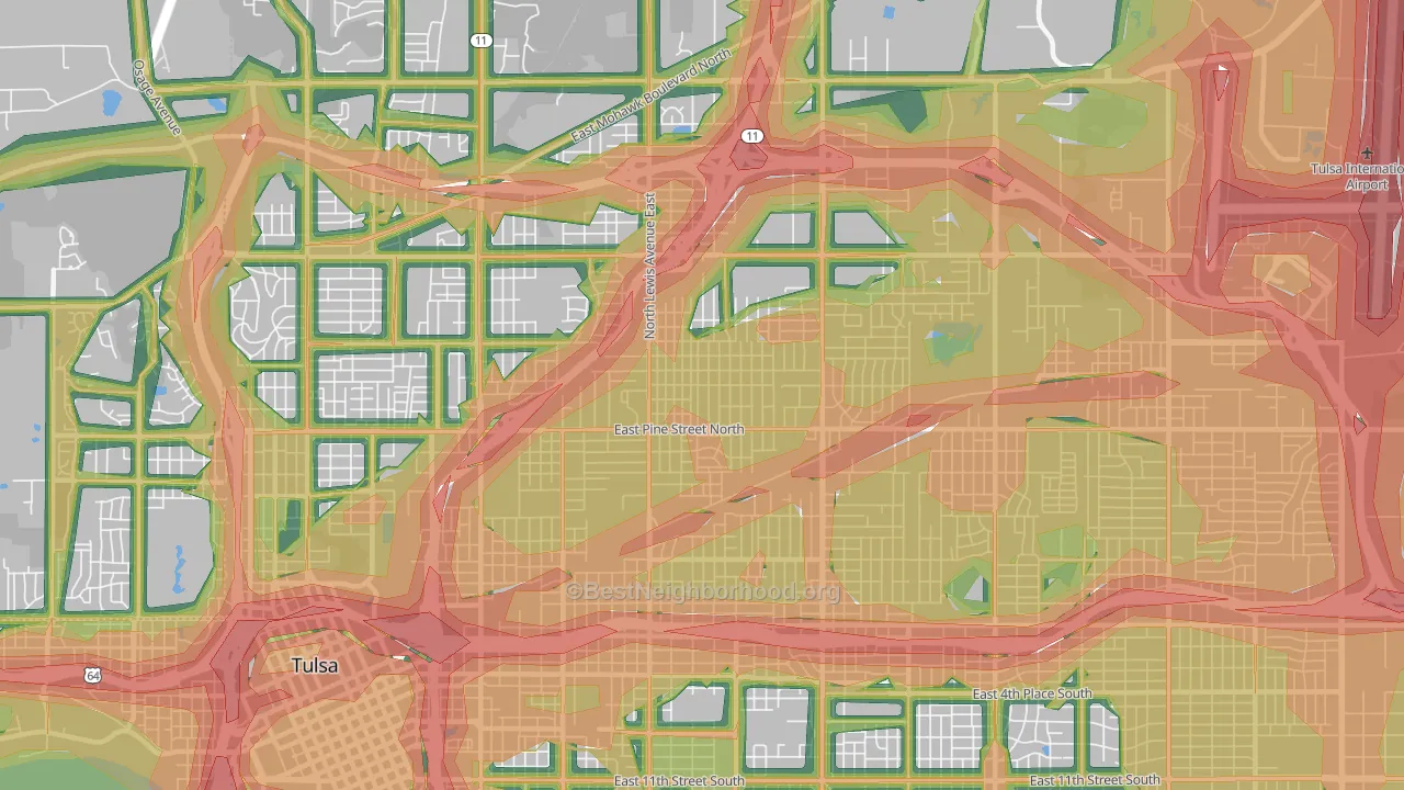 74110, OK Map of Noise Levels in 74110