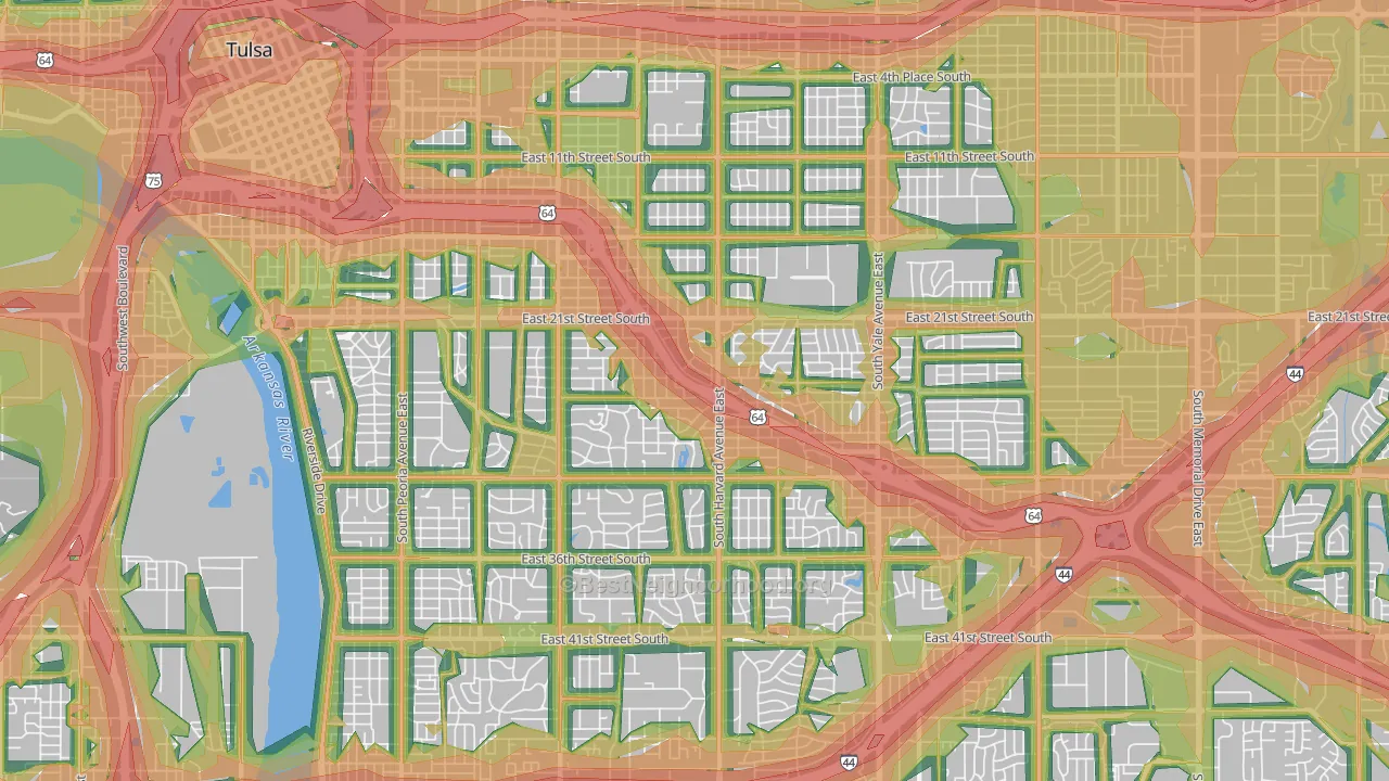 74114, OK Map of Noise Levels in 74114