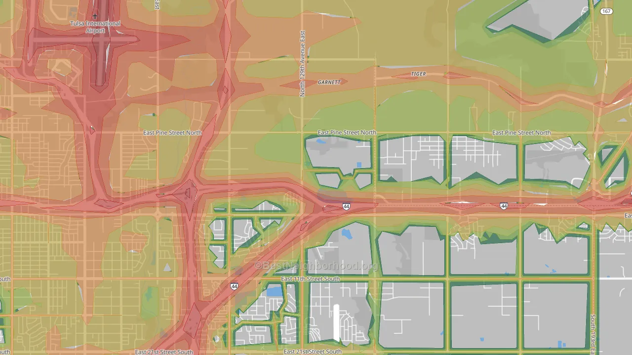 74116, OK Map of Noise Levels in 74116