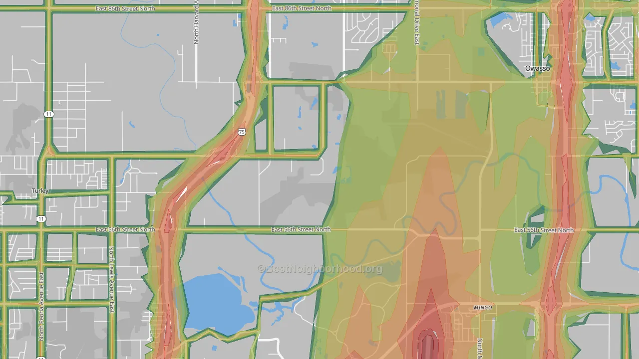74117, OK Map of Noise Levels in 74117
