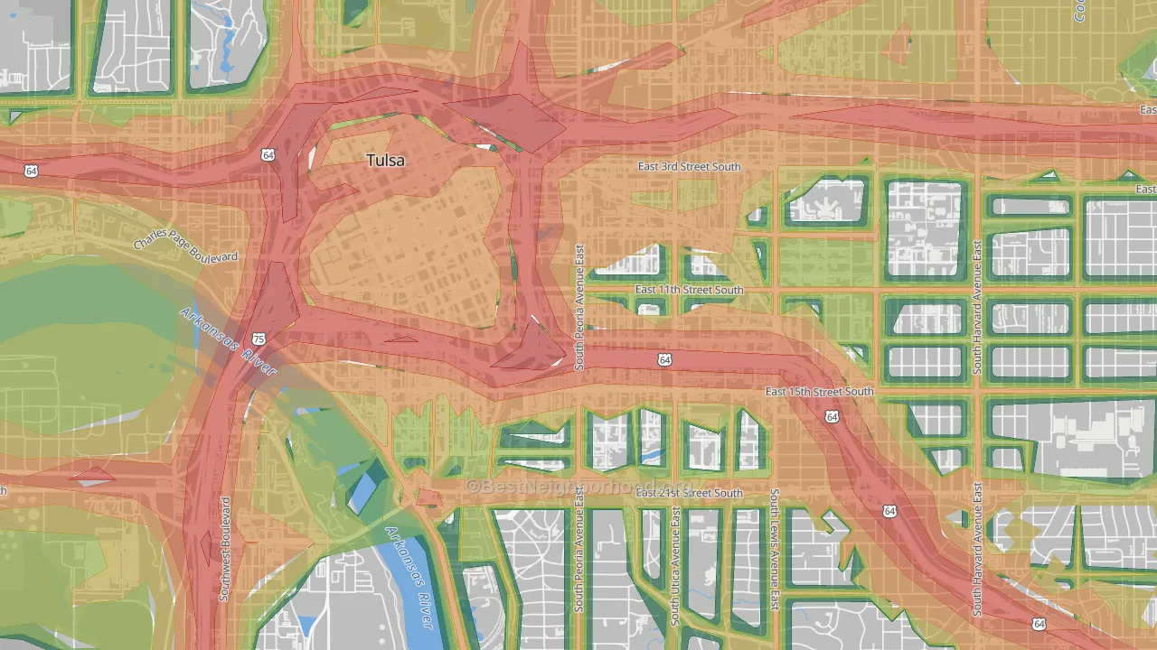 74120, OK Map of Noise Levels in 74120