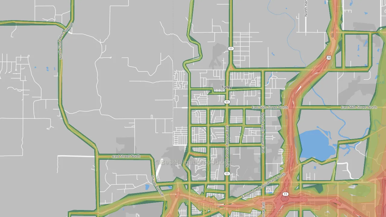 74126, OK Map of Noise Levels in 74126