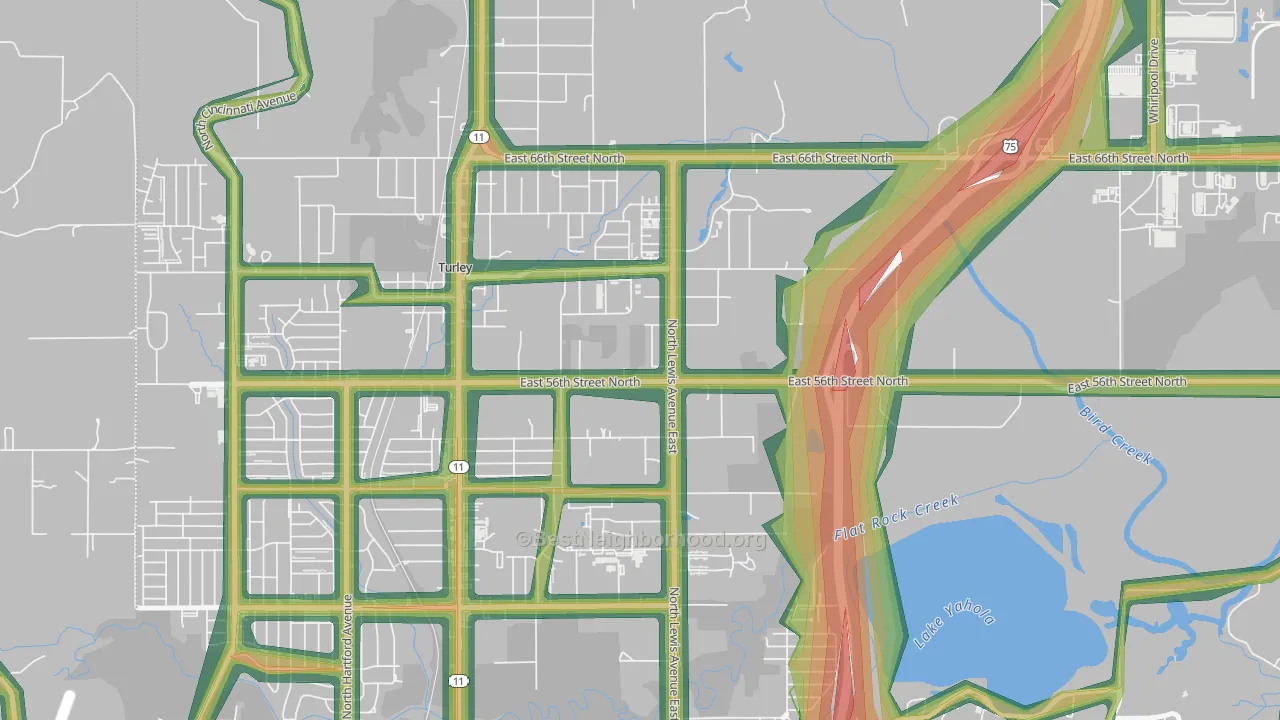 74130, OK Map of Noise Levels in 74130