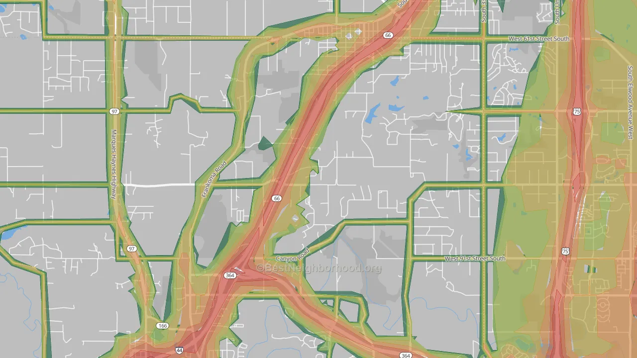 74131, OK Map of Noise Levels in 74131