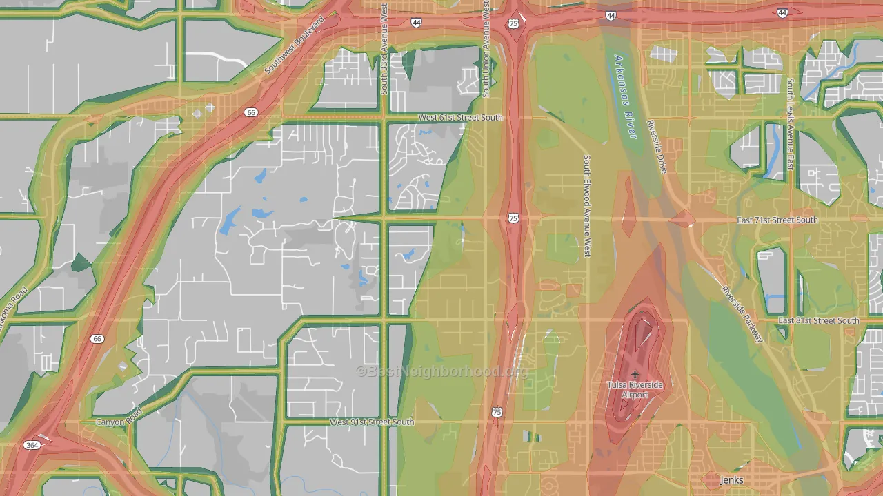 74132, OK Map of Noise Levels in 74132