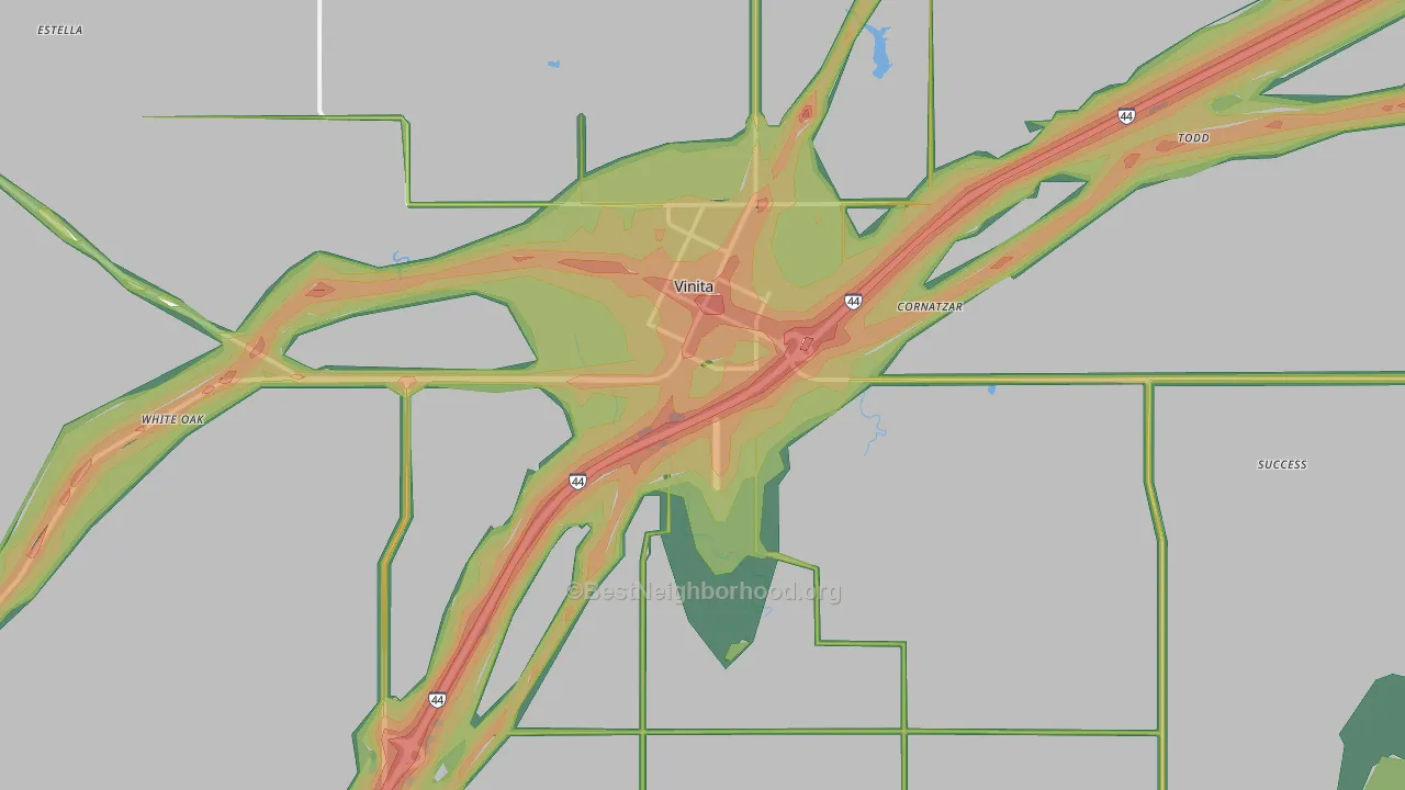 74301, OK Map of Noise Levels in 74301