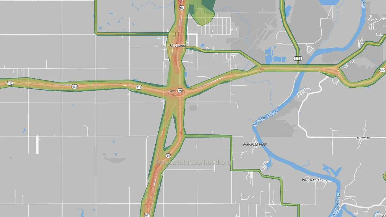 74337, OK Map of Noise Levels in 74337