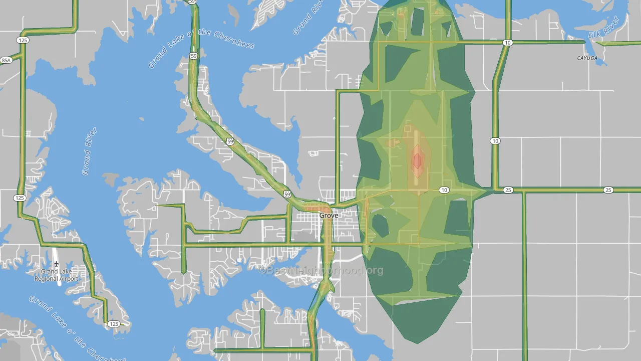 74344, OK Map of Noise Levels in 74344