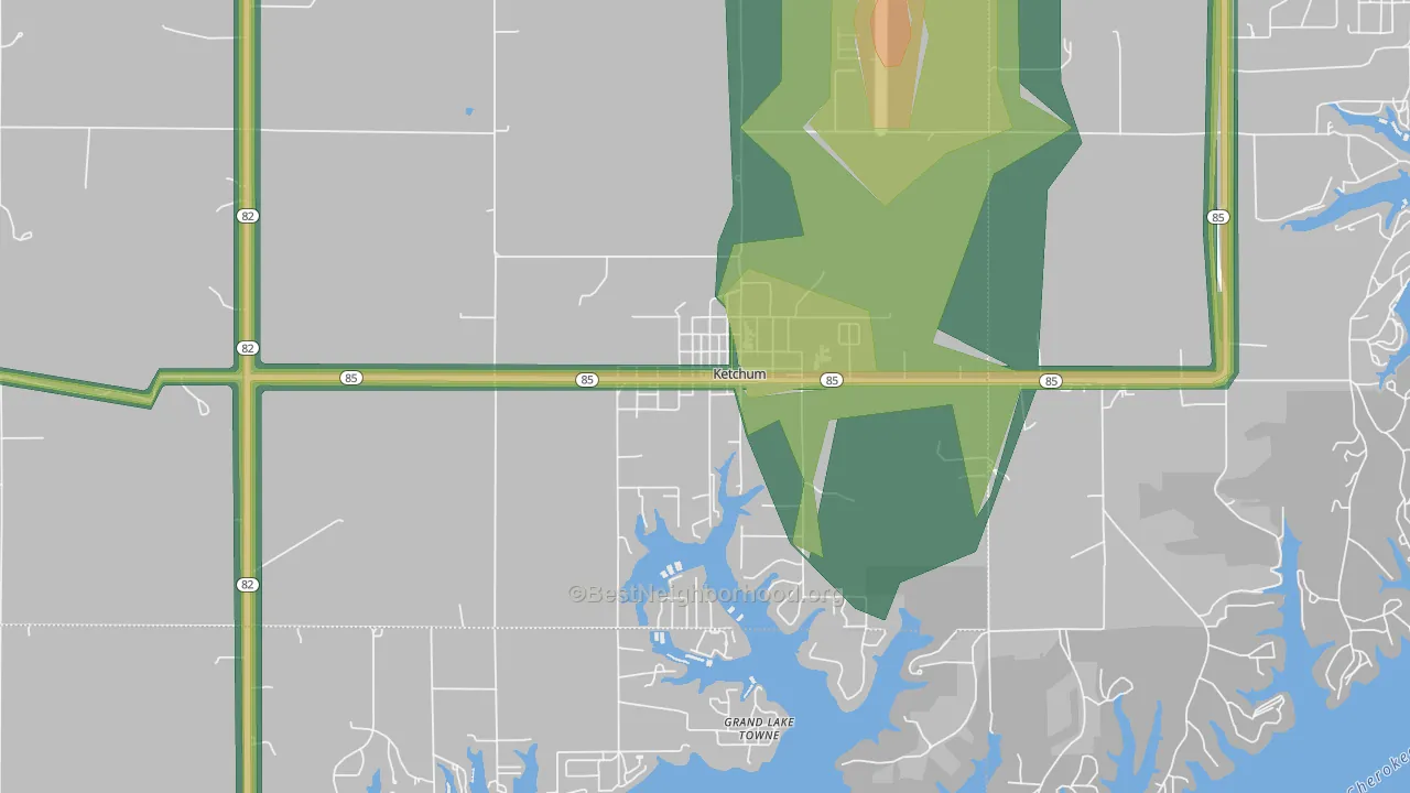 74349, OK Map of Noise Levels in 74349