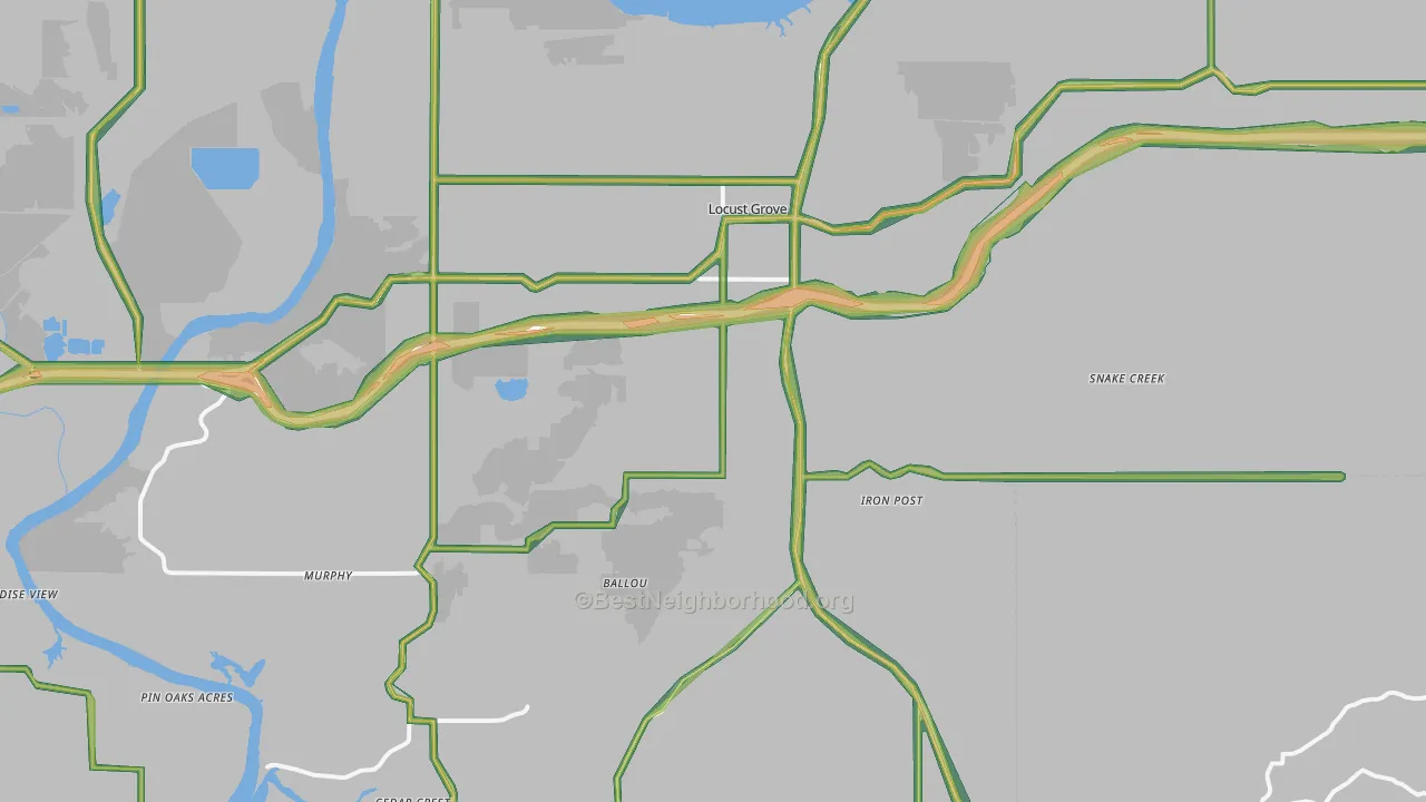 74352, OK Map of Noise Levels in 74352