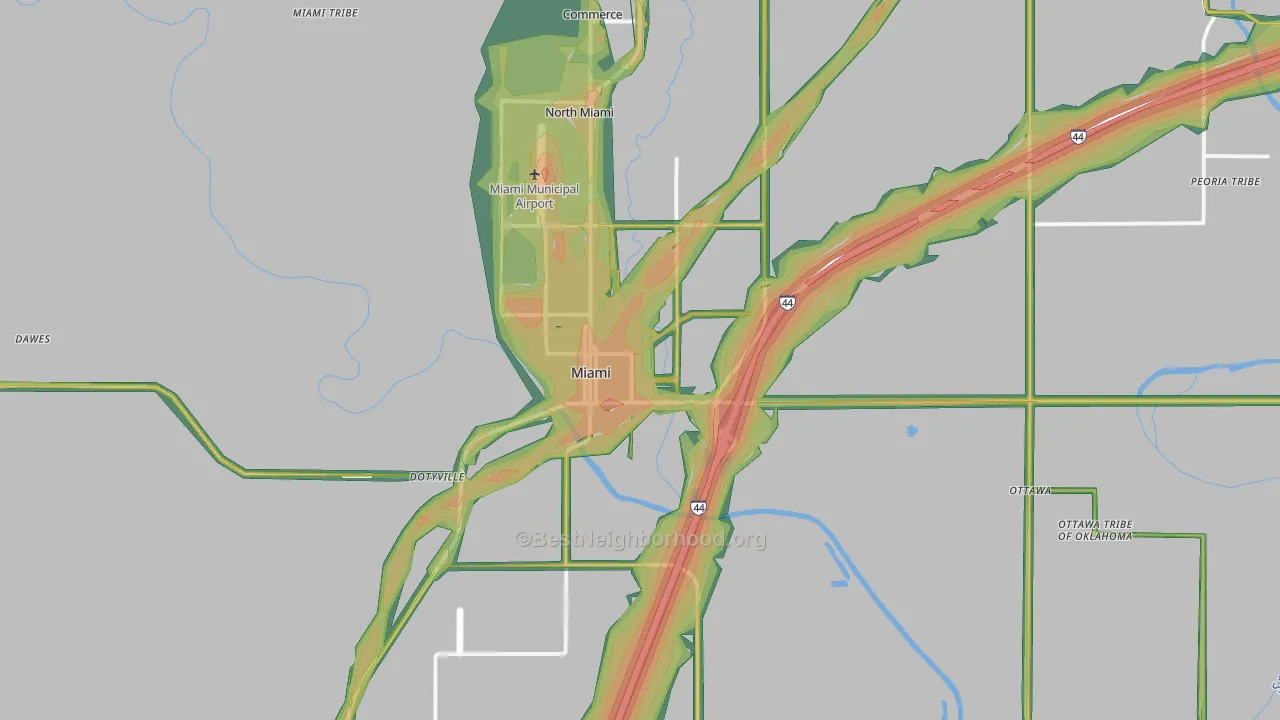 74354, OK Map of Noise Levels in 74354