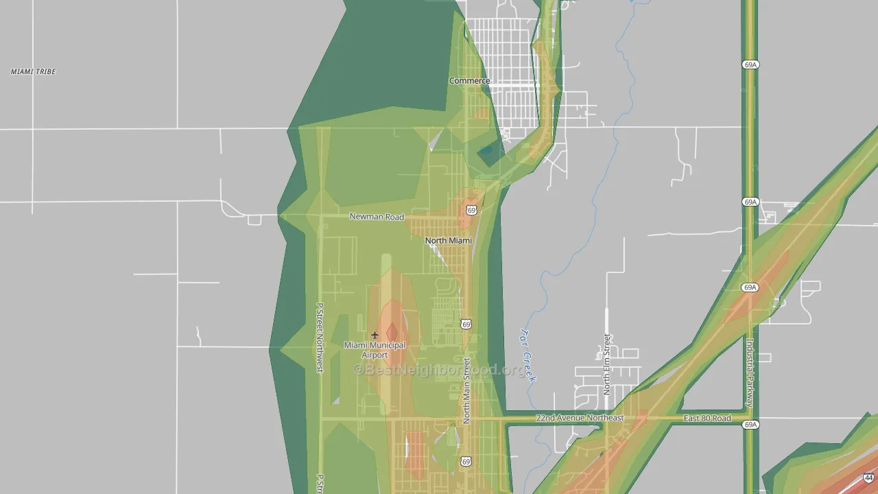 74358, OK Map of Noise Levels in 74358