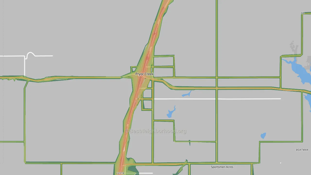 74361, OK Map of Noise Levels in 74361