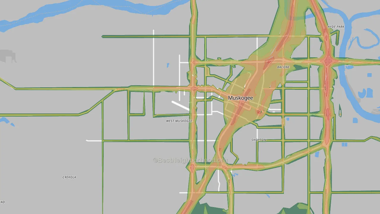 74401, OK Map of Noise Levels in 74401