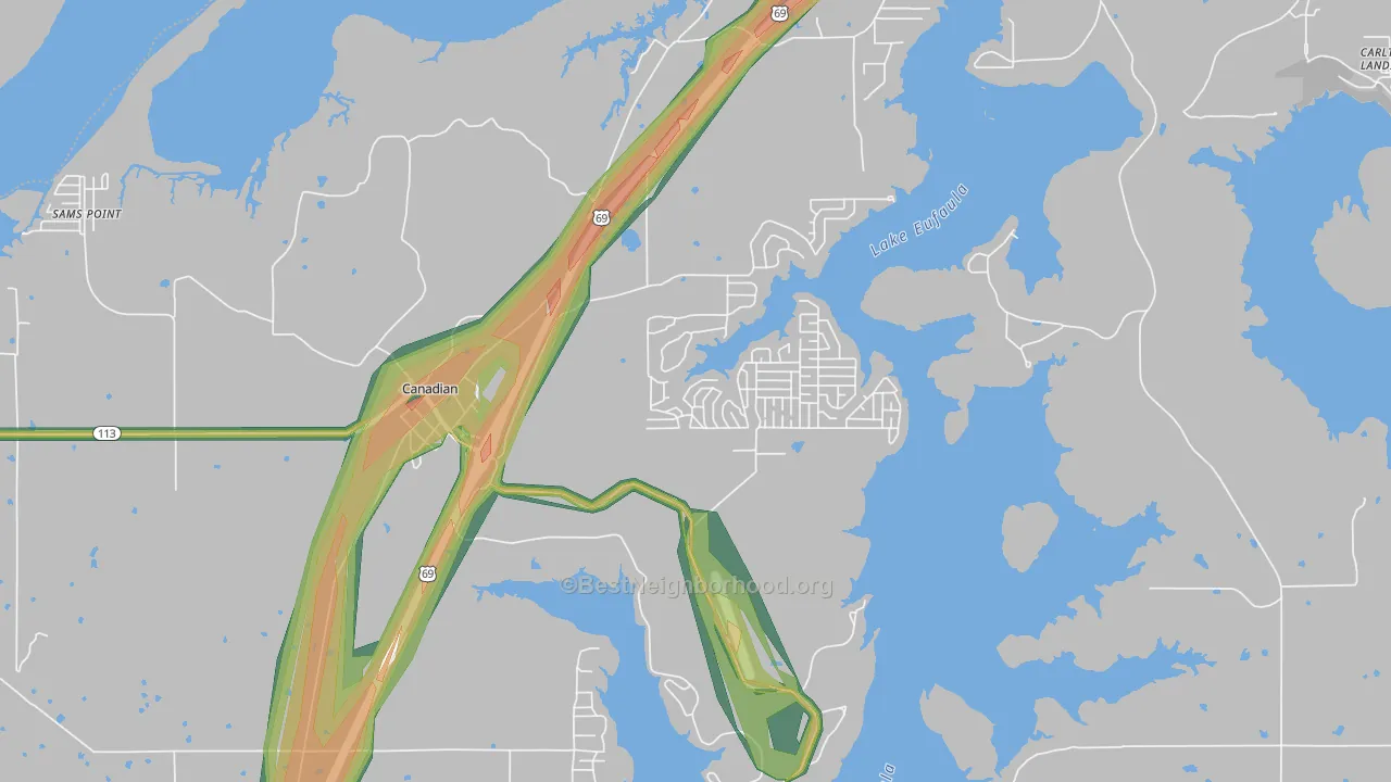 74425, OK Map of Noise Levels in 74425