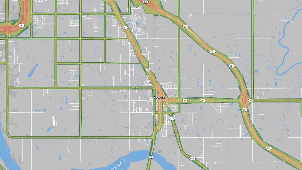 74429, OK Map of Noise Levels in 74429