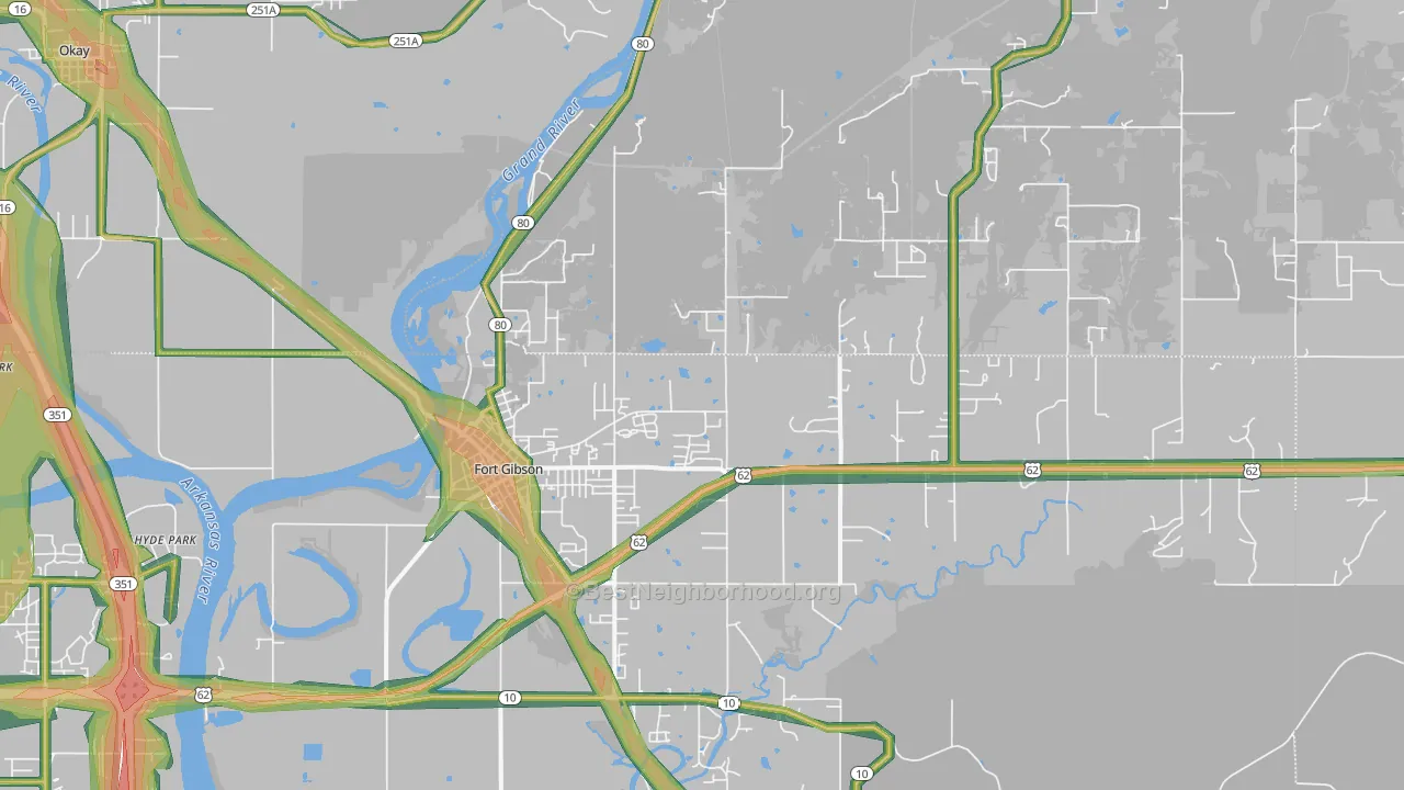 74434, OK Map of Noise Levels in 74434