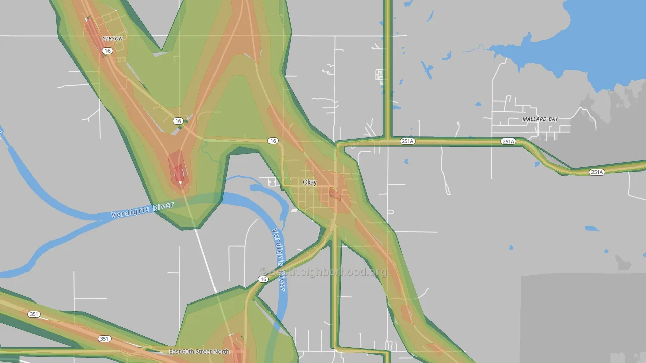 74446, OK Map of Noise Levels in 74446