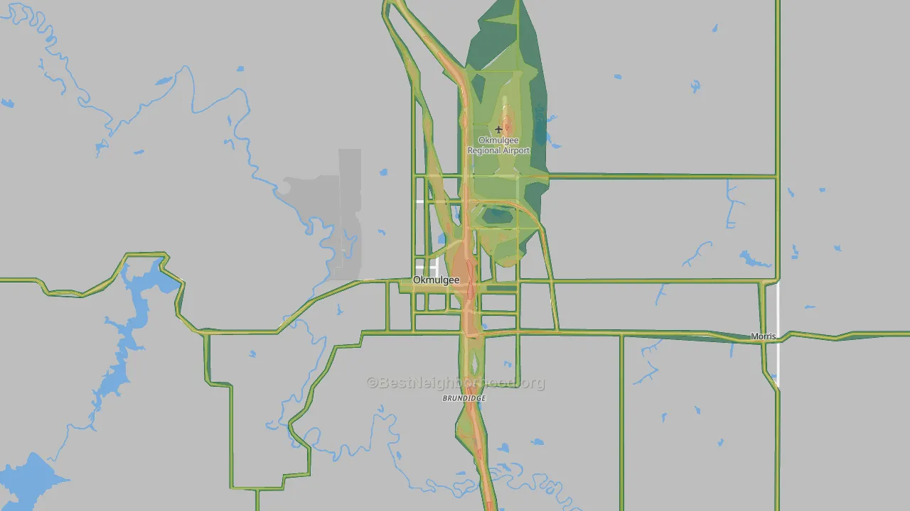 74447, OK Map of Noise Levels in 74447