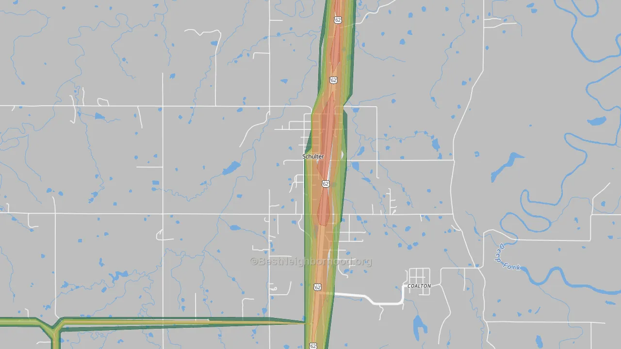 74460, OK Map of Noise Levels in 74460