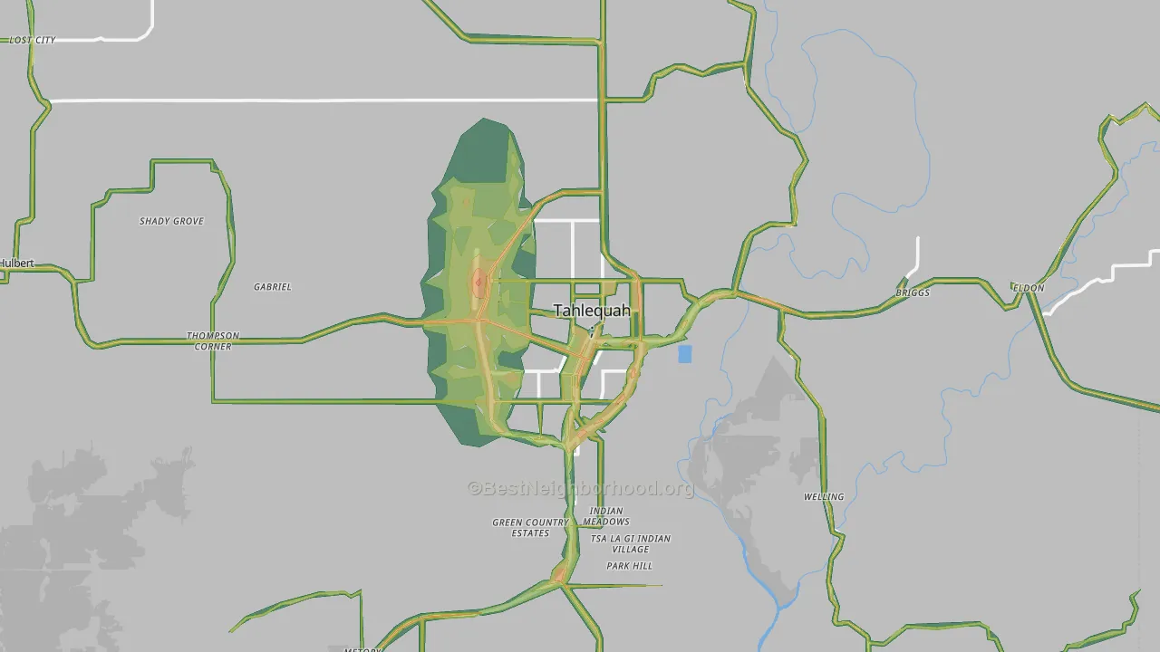 74464, OK Map of Noise Levels in 74464