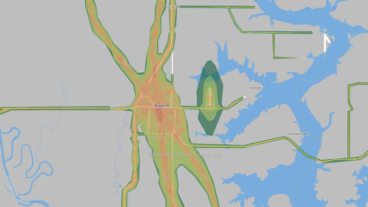 74467, OK Map of Noise Levels in 74467
