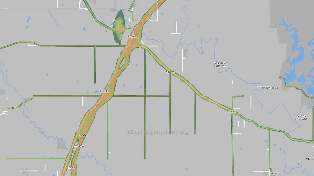 74525, OK Map of Noise Levels in 74525