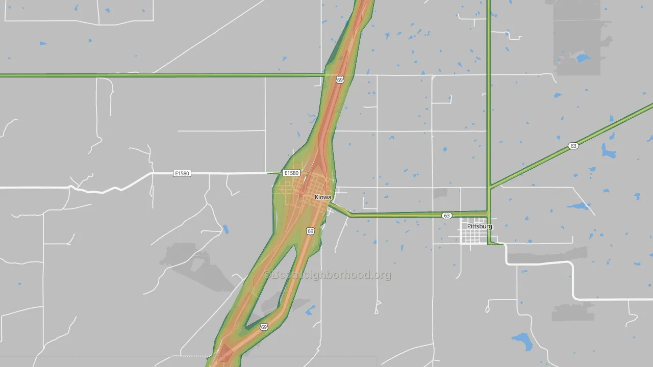 74553, OK Map of Noise Levels in 74553